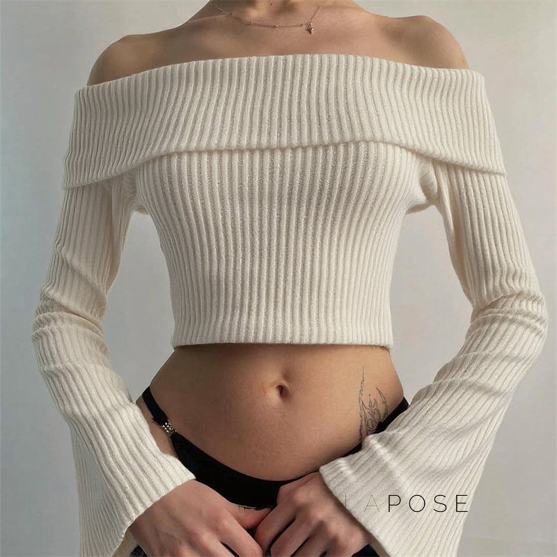 Samaria Ribbed Off Shoulder Top [J4I1RS1N]