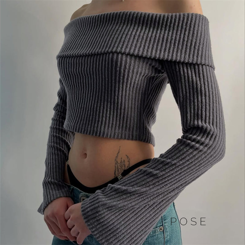 Samaria Ribbed Off Shoulder Top [SGVB1U5P]