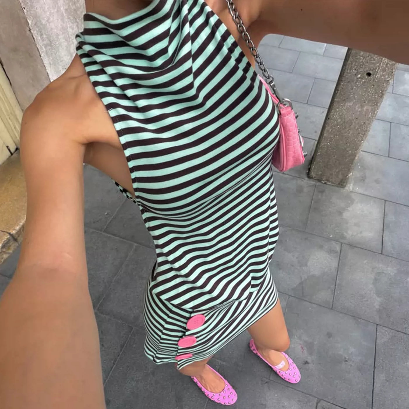 LaPose - Samone Striped Halter Mini Dress