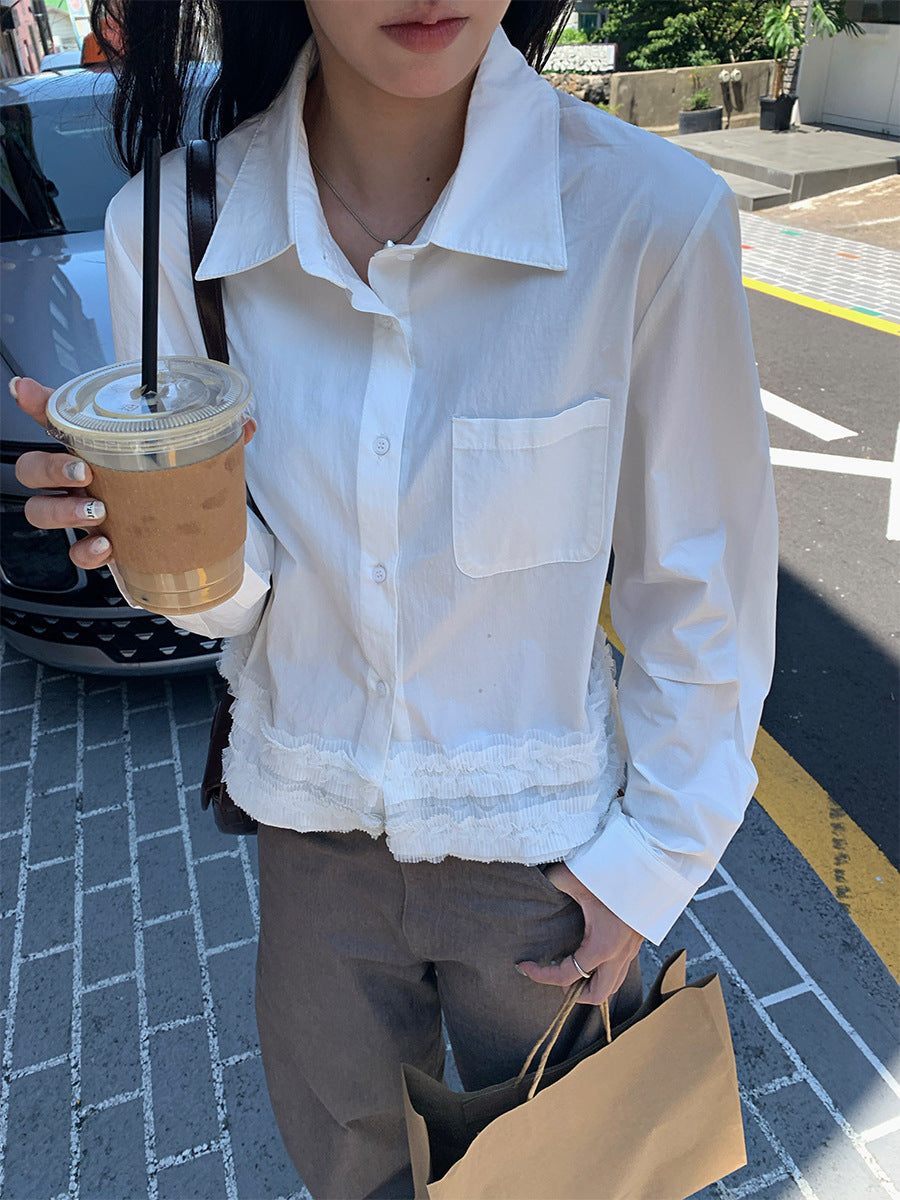 Sanya Cropped Ruffled Shirt [C3JAT7B7]