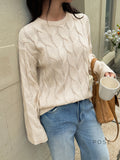 Sariya Solid Knit Crewneck Sweater [K1RRD1EG]