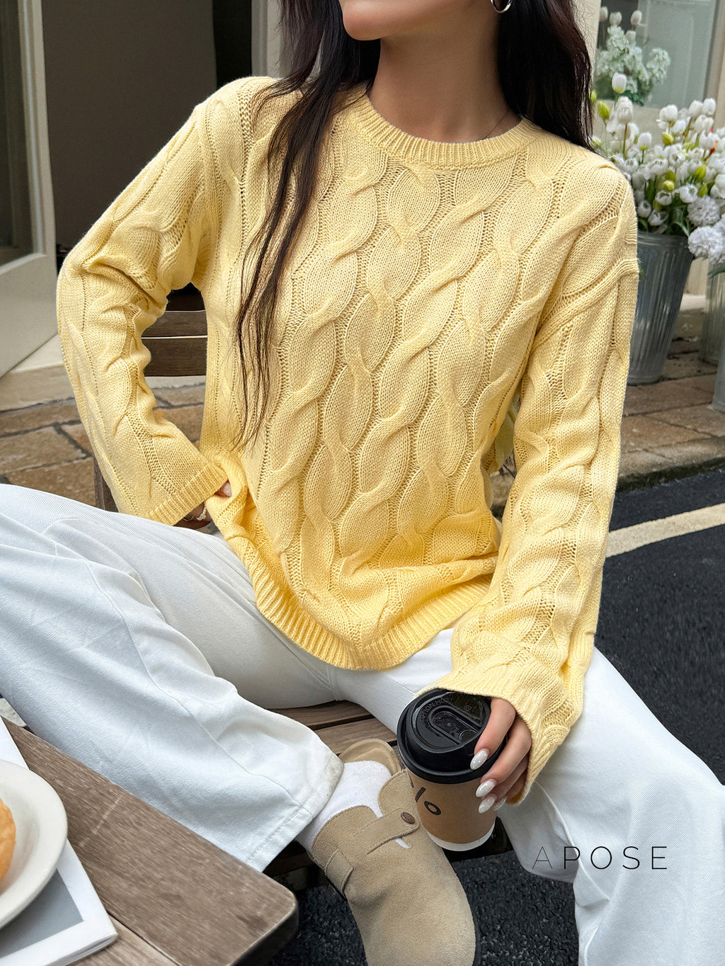 Sariya Solid Knit Crewneck Sweater [OKPTBE6N]