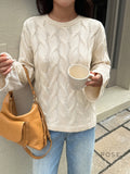 Sariya Solid Knit Crewneck Sweater [5ARW03TE]