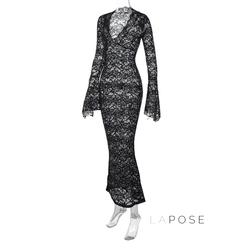 Sariyah Sheer Lace Maxi Dress [20R1PVTT]