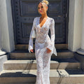 Sariyah Sheer Lace Maxi Dress [8XESMT2G]