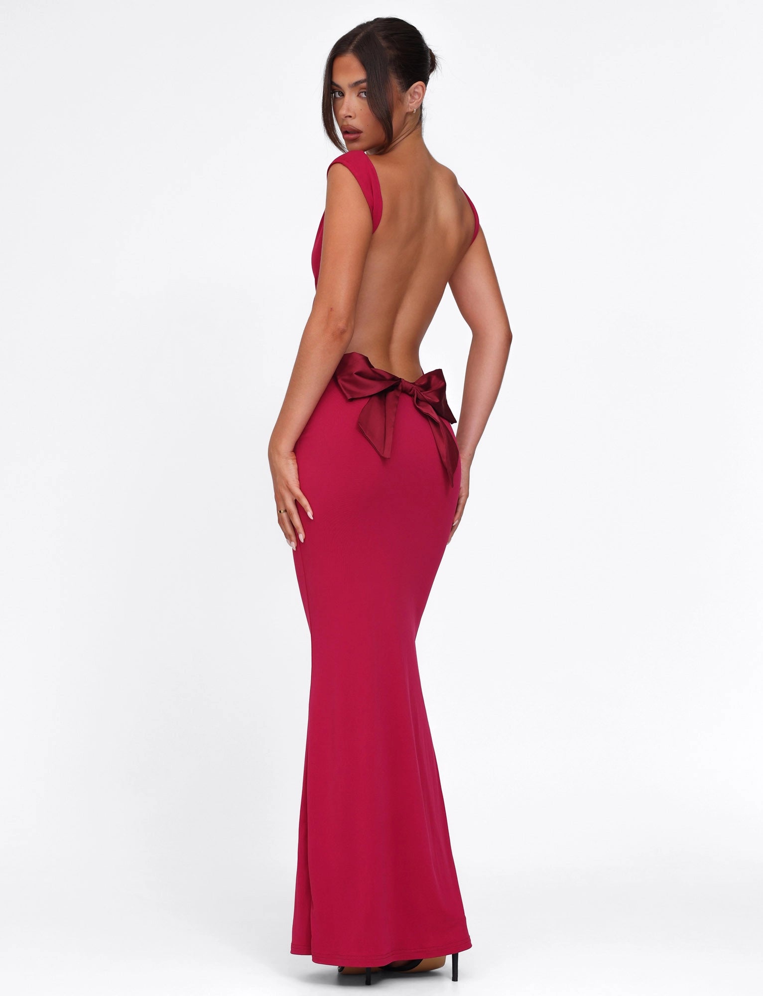 LaPose Sasha Satin Bow Maxi Dress