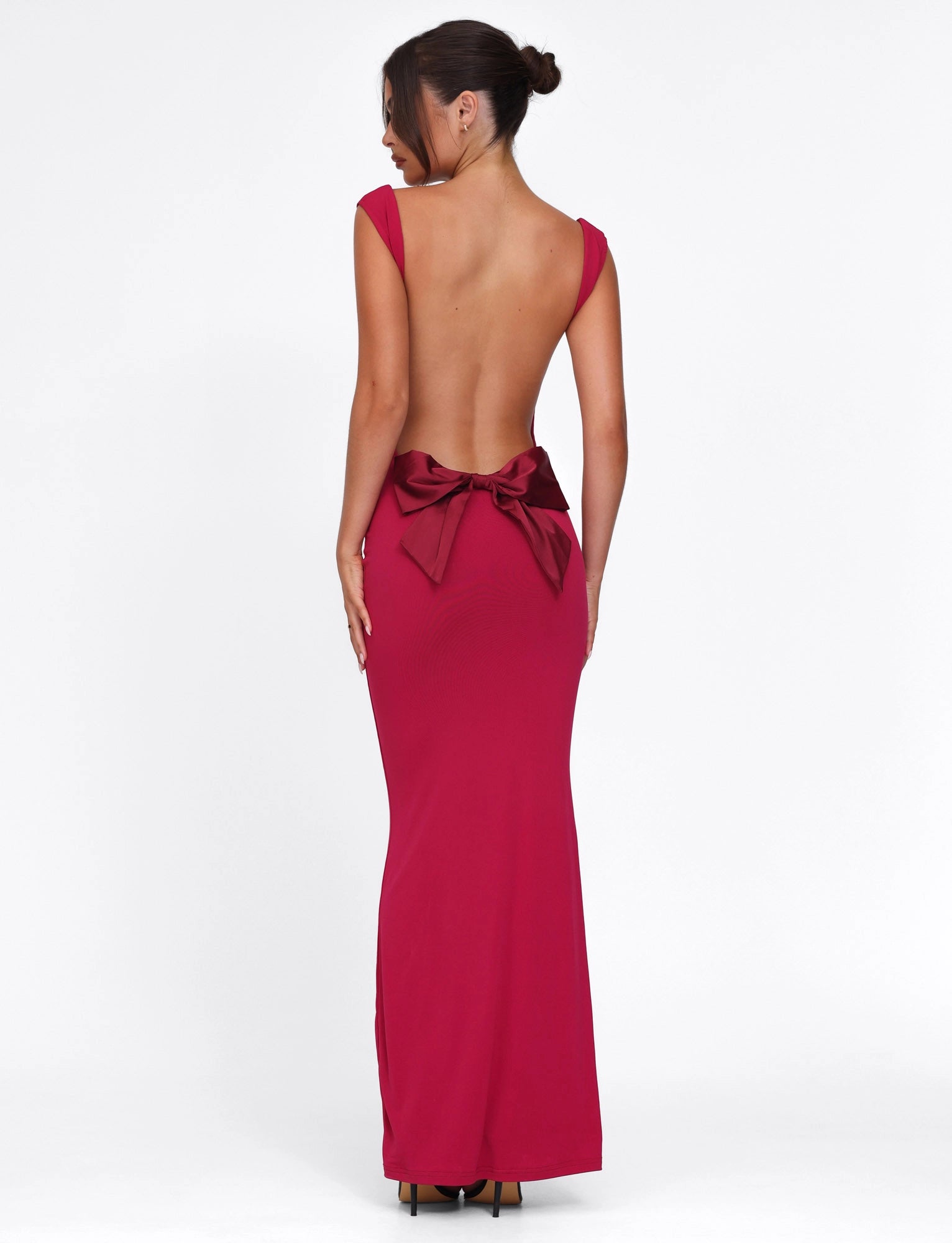 LaPose Sasha Satin Bow Maxi Dress