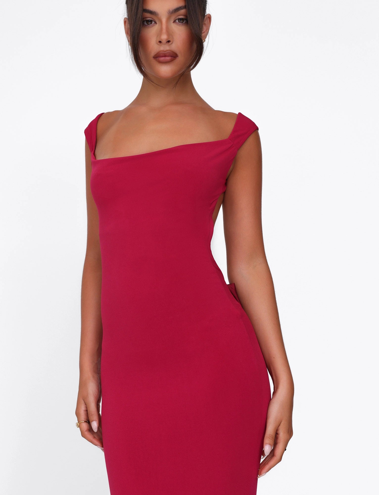 LaPose Sasha Satin Bow Maxi Dress