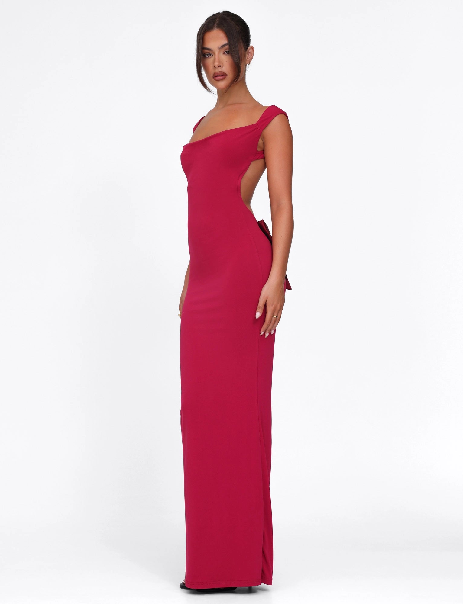 LaPose Sasha Satin Bow Maxi Dress