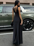 Satin Lace Spliced Maxi Dress [E3YWDU3A]