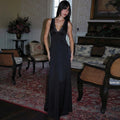 Satin Lace Spliced Maxi Dress [MQ3A7C6O]