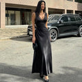 Satin Lace Spliced Maxi Dress [XC9DO8ZI]