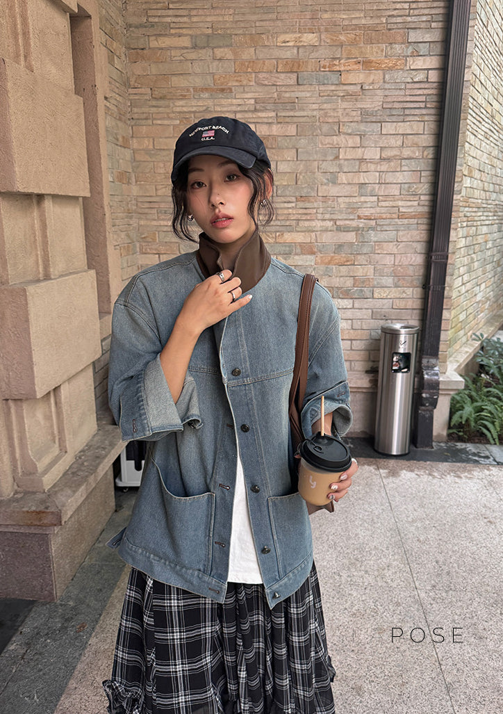 Saydee Panelled Washed Denim Jacket [85UQRDPZ]