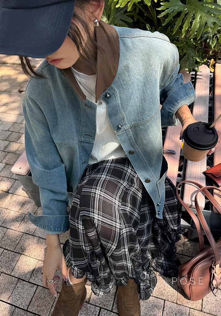 Saydee Panelled Washed Denim Jacket [TIXE6CMK]