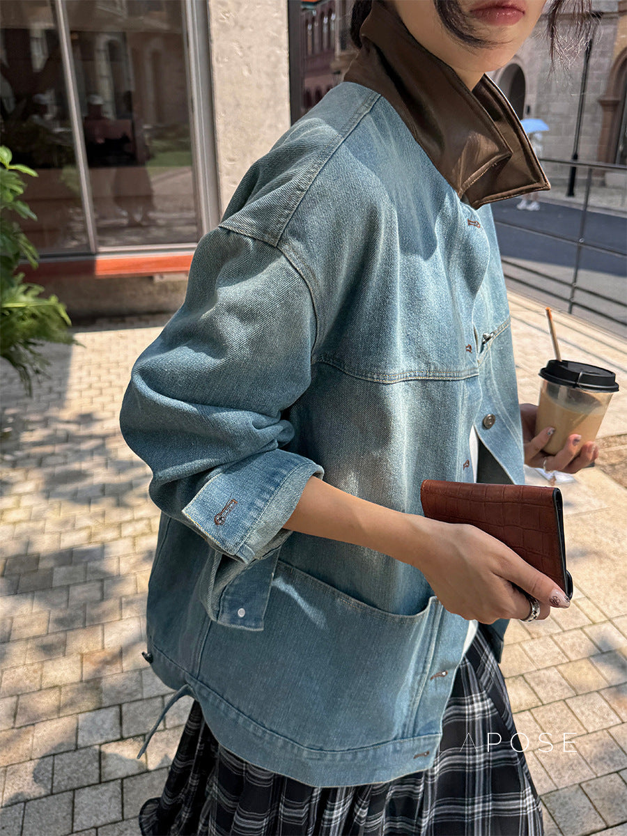 Saydee Panelled Washed Denim Jacket [HP38JVRO]