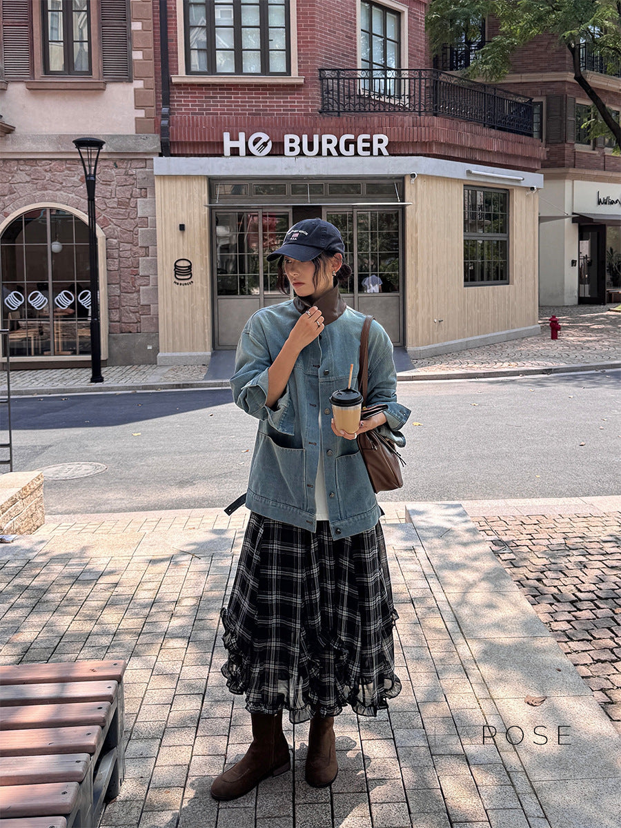 Saydee Panelled Washed Denim Jacket [MQ25X1ZI]