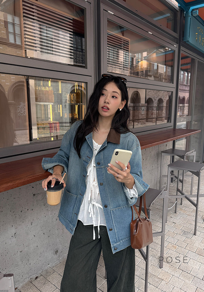 Saydee Panelled Washed Denim Jacket [5L58277X]