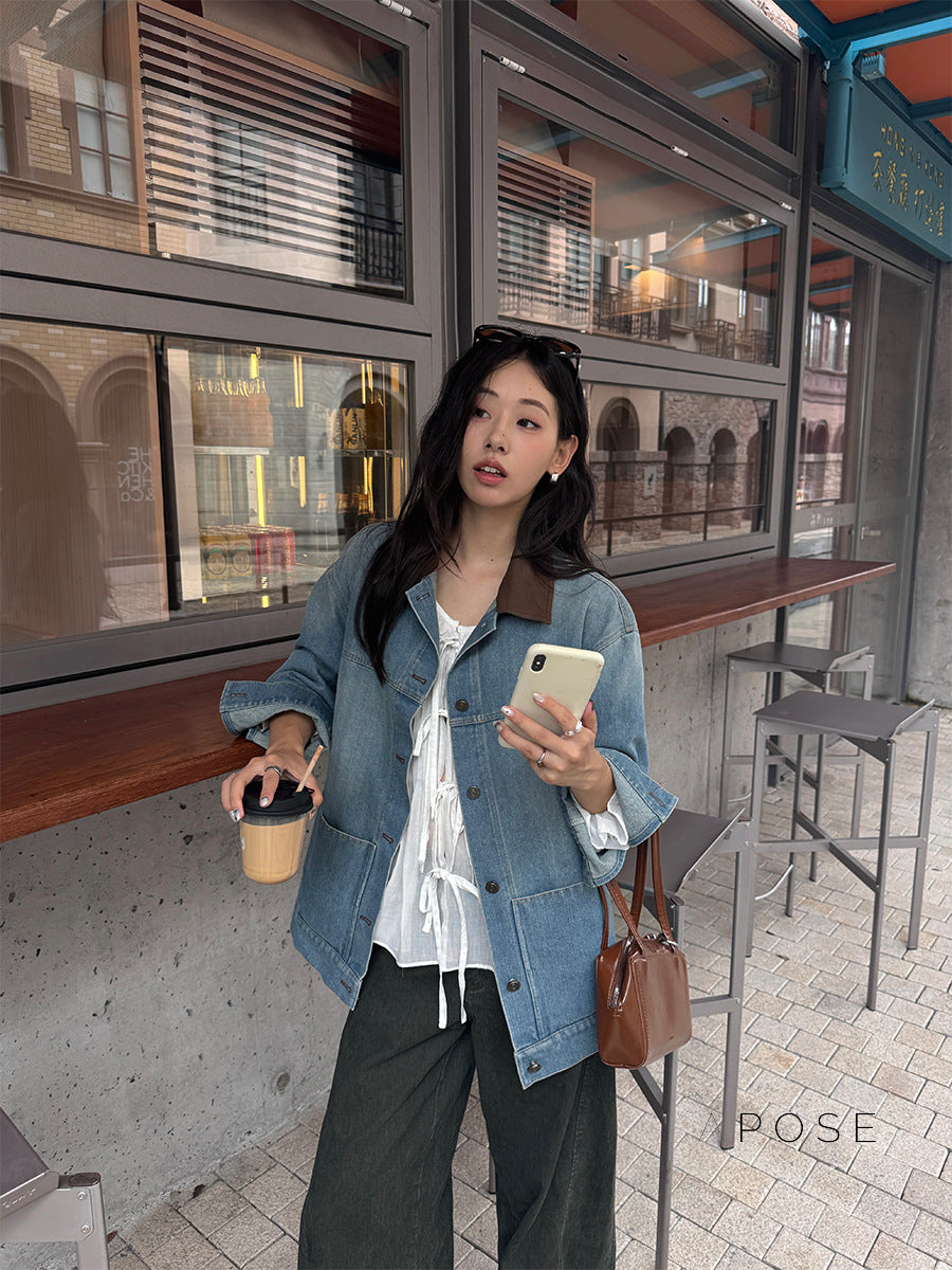 Saydee Panelled Washed Denim Jacket [VZV9Y9LU]