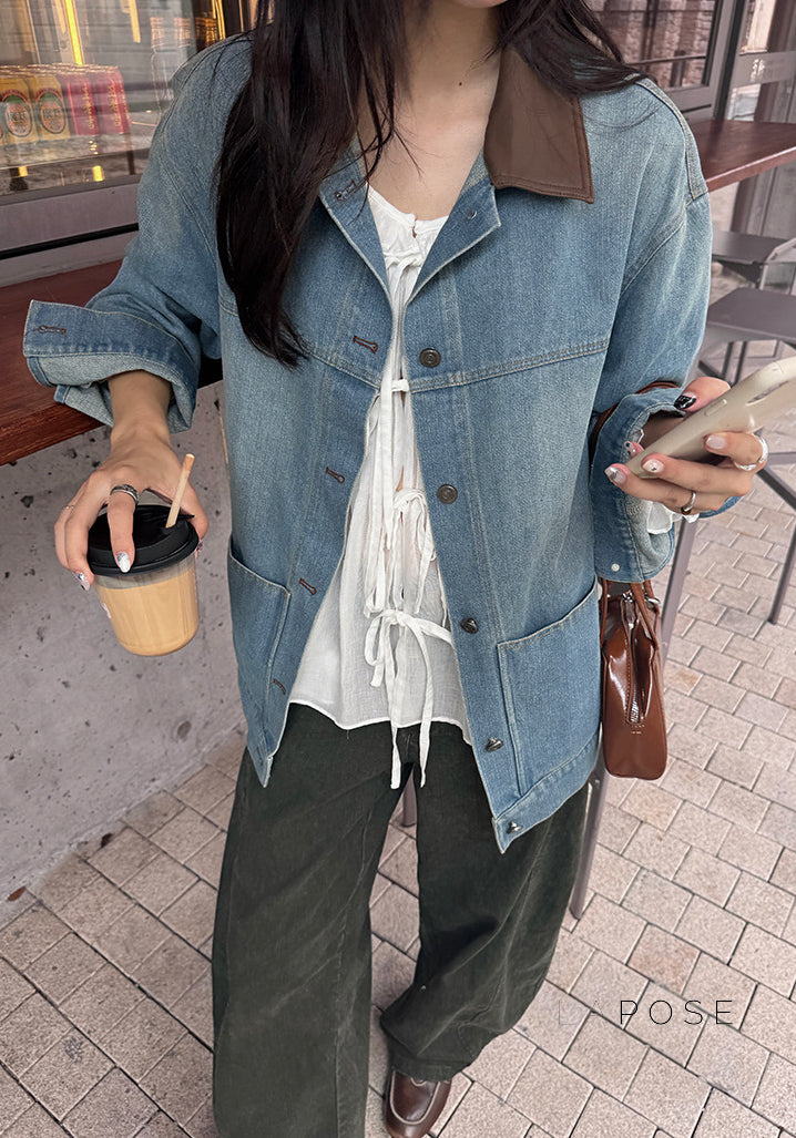 Saydee Panelled Washed Denim Jacket [WXE6JY2U]