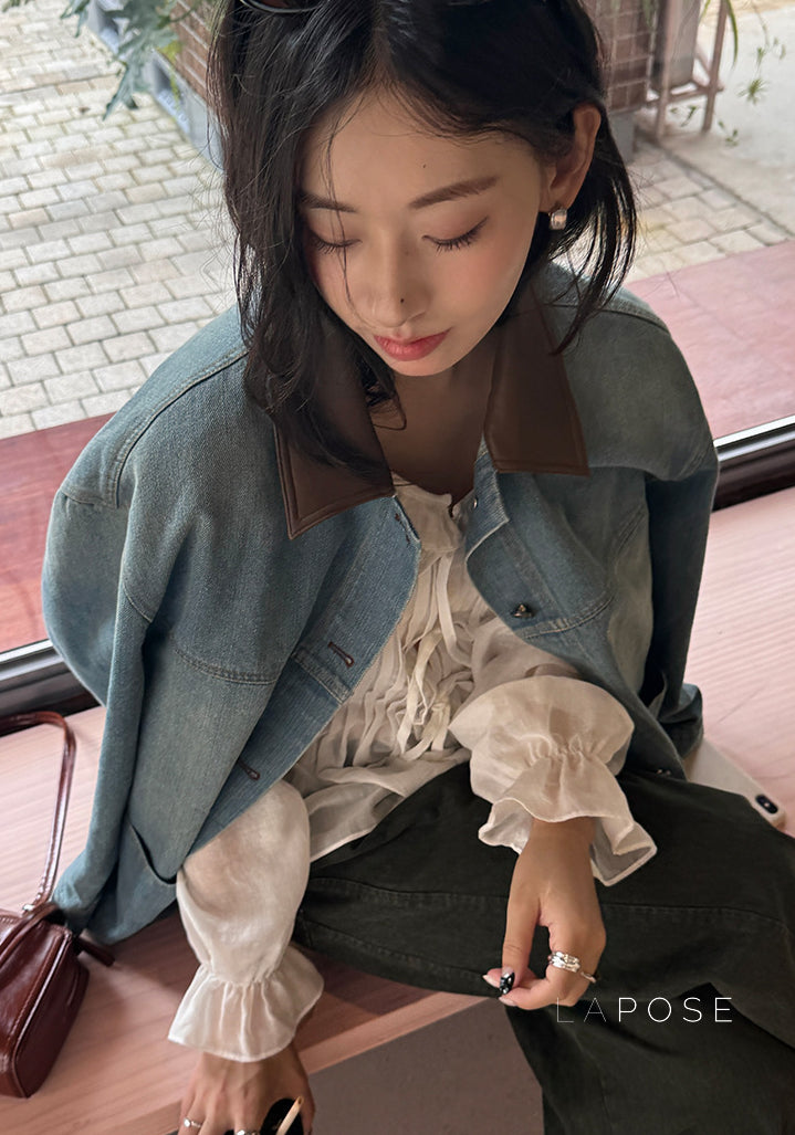 Saydee Panelled Washed Denim Jacket [6HNLEW7U]