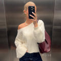 Selene Off Shoulder Knit Sweater [2YC9TH27]