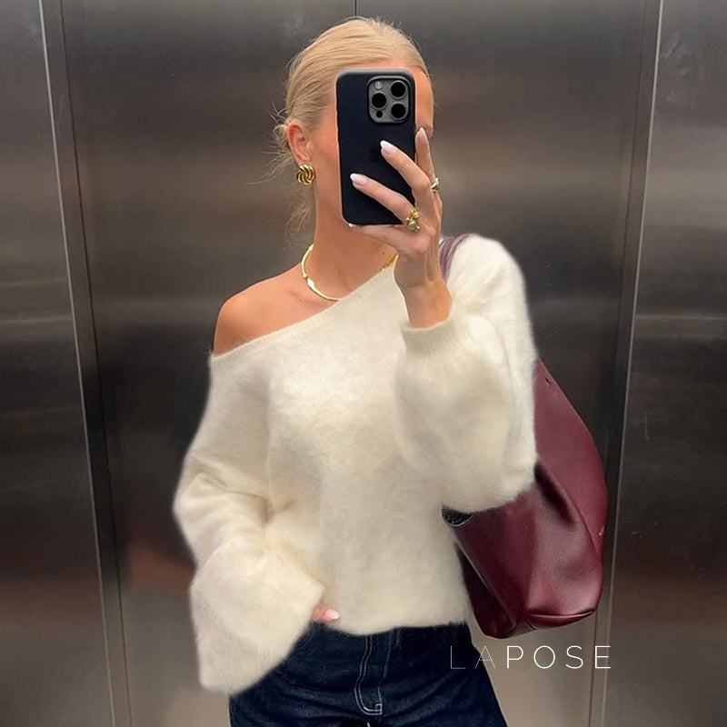 Selene Off Shoulder Knit Sweater [2YC9TH27]