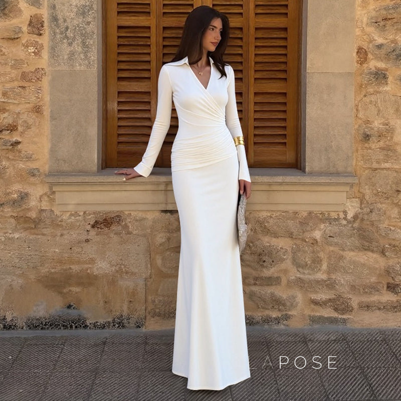 Sena Pleated Bodycon Midi Dress [IM92V93O]