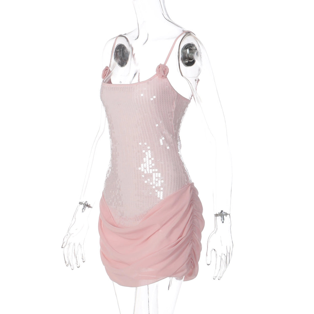 Sequin Floral Bodycon Mini Dress [USSK3XPX]