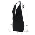 Serina Studded Halter Mini Dress [N4SNCFRQ]