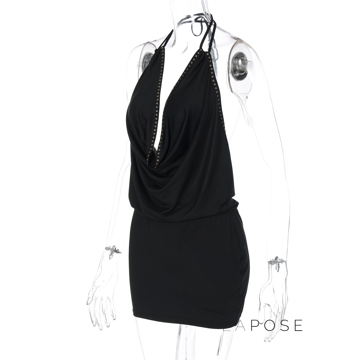 Serina Studded Halter Mini Dress [N4SNCFRQ]
