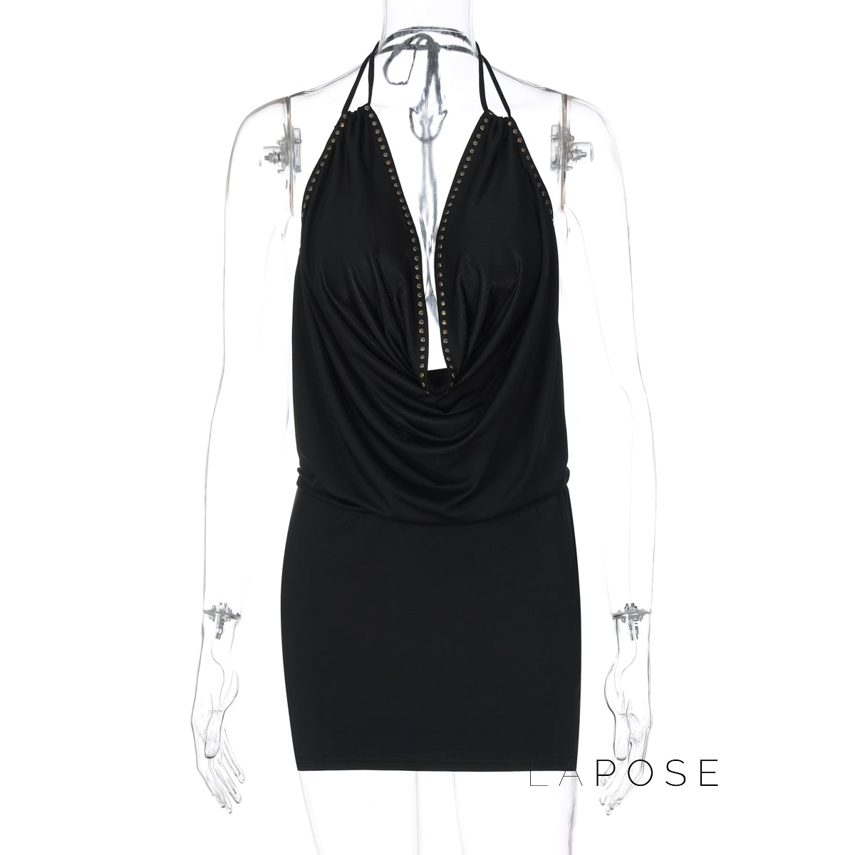 Serina Studded Halter Mini Dress [5UKX2CCB]