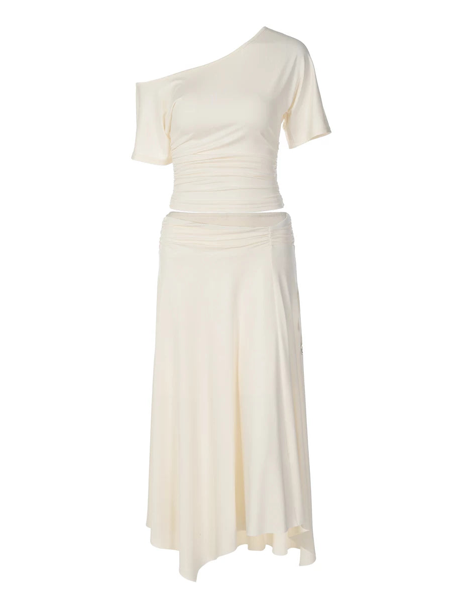 LaPose - Shai Asymmetric Ruched Skirt Set