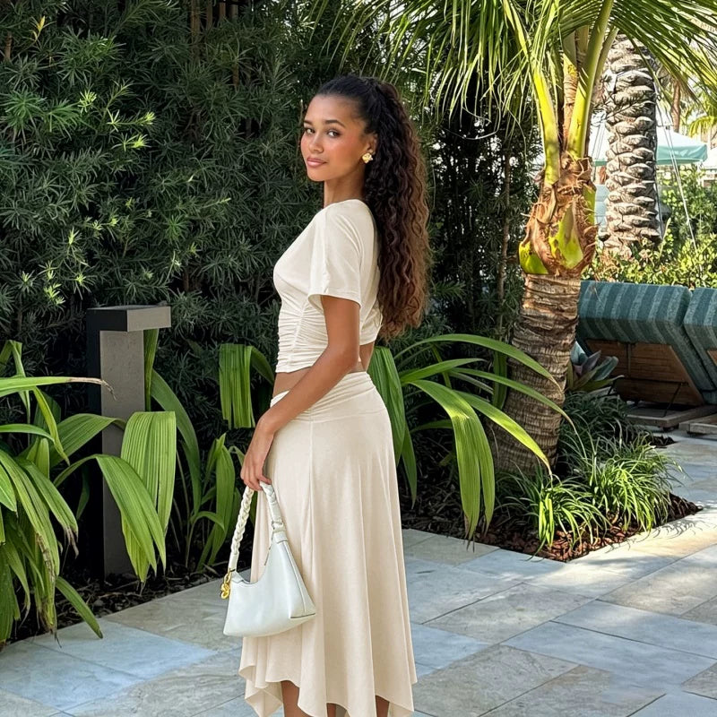 LaPose - Shai Asymmetric Ruched Skirt Set