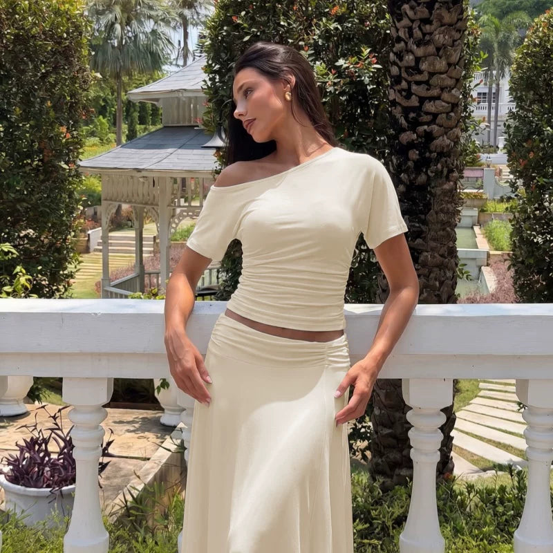LaPose - Shai Asymmetric Ruched Skirt Set