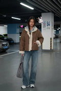 LaPose - Shai Faux Shearling Aviator Jacket - Brown Color