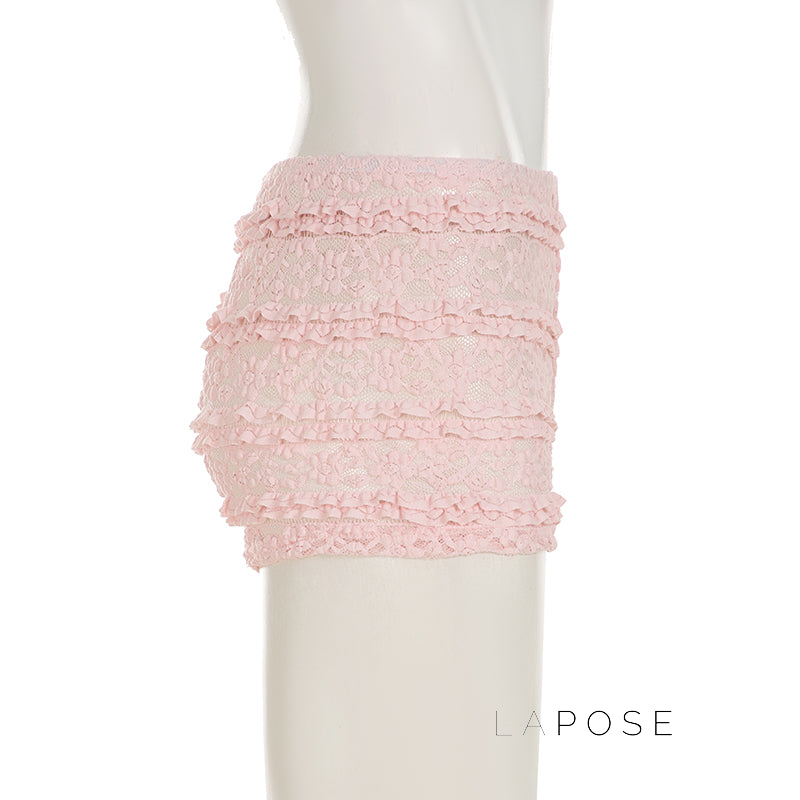 Shaindel Pink Lace Shorts [0JY3GG24]