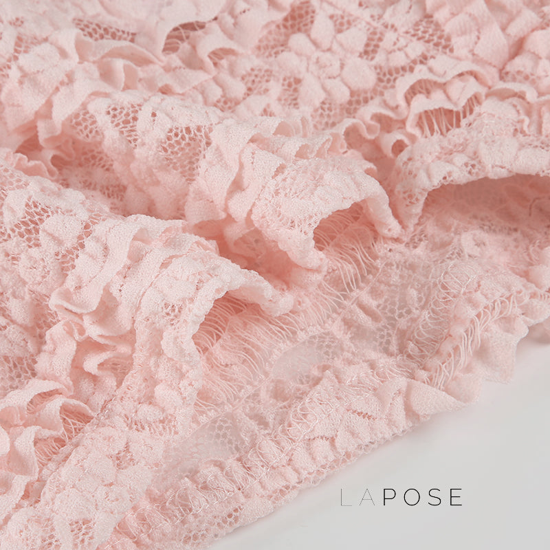 Shaindel Pink Lace Shorts [Q57KA453]