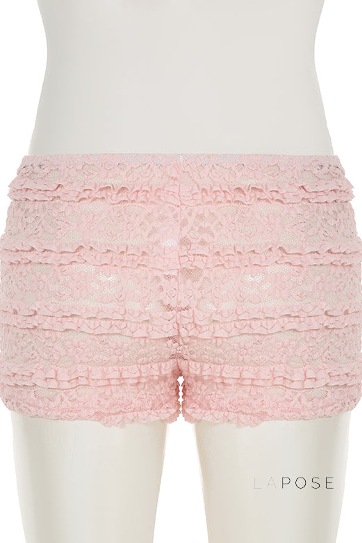 Shaindel Pink Lace Shorts [TRSBJ0NP]