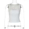 Shamiyah Lace Trim Ribbed Tank - White Color