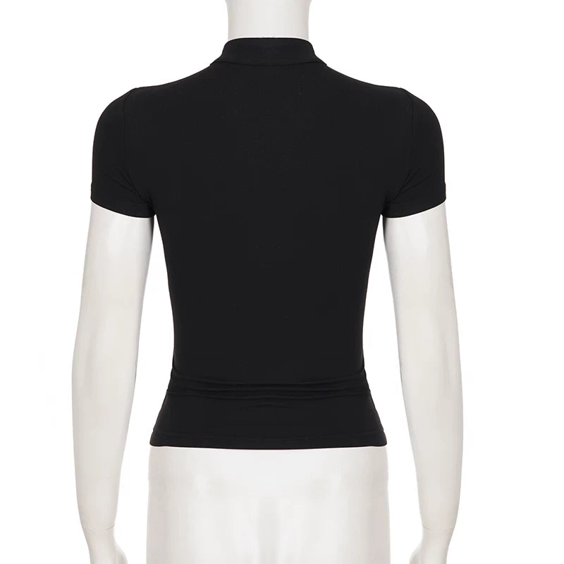 LaPose - Shauna Cutout Mandarin Collar Top