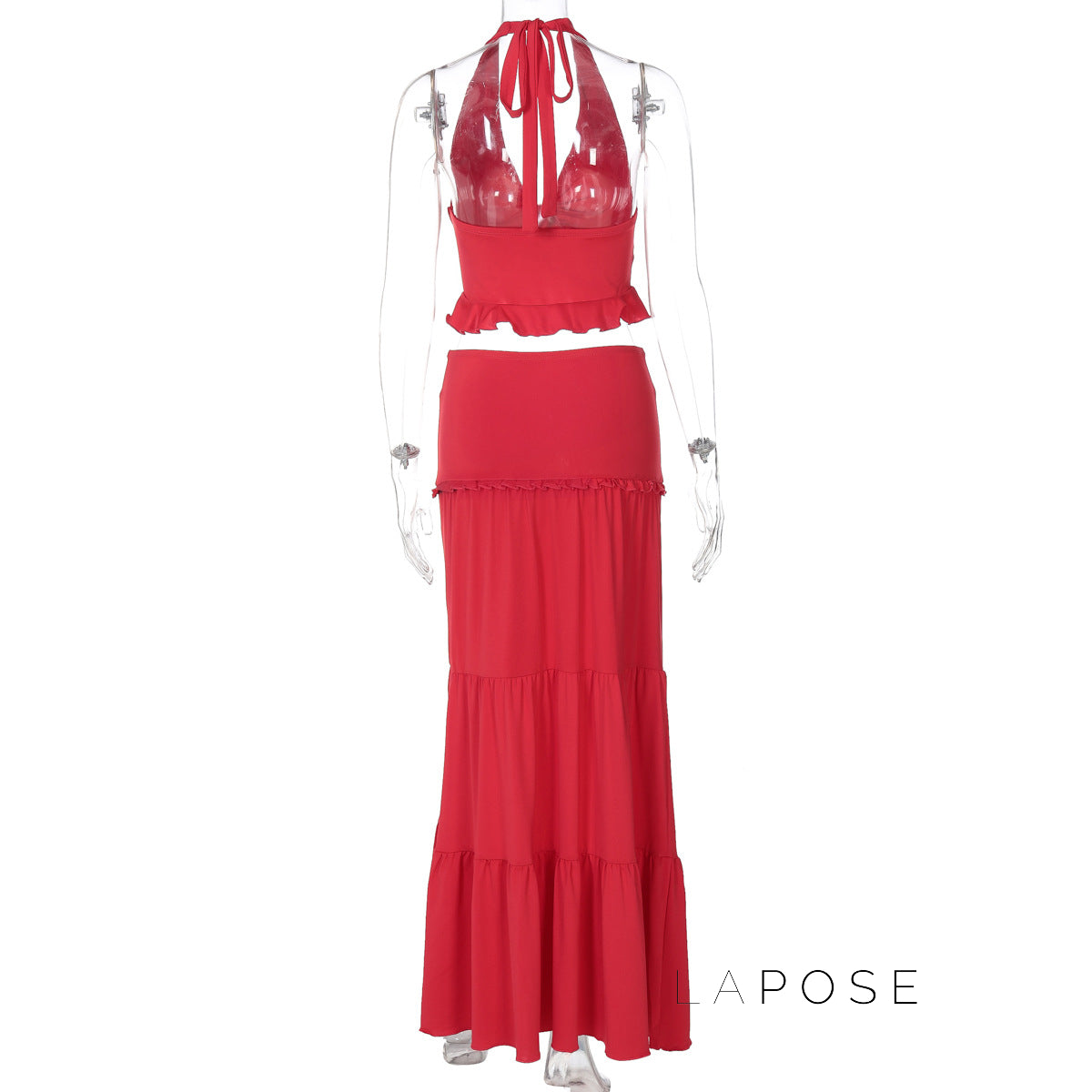 Shawna Twisted Halter Maxi Skirt Set [SZG2GK8N]