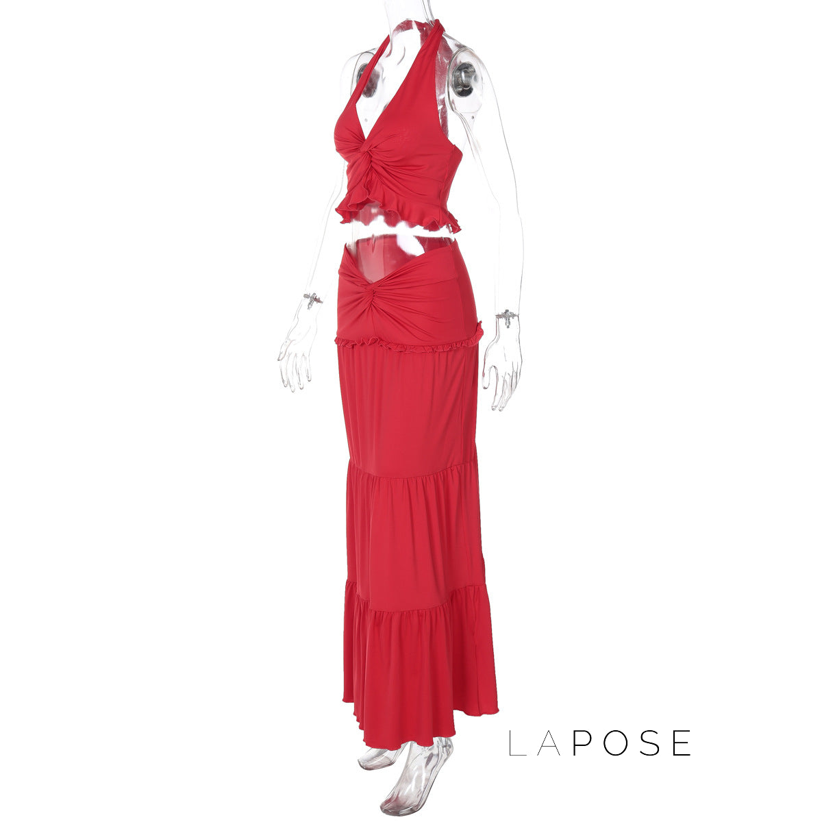 Shawna Twisted Halter Maxi Skirt Set [96SCYODT]