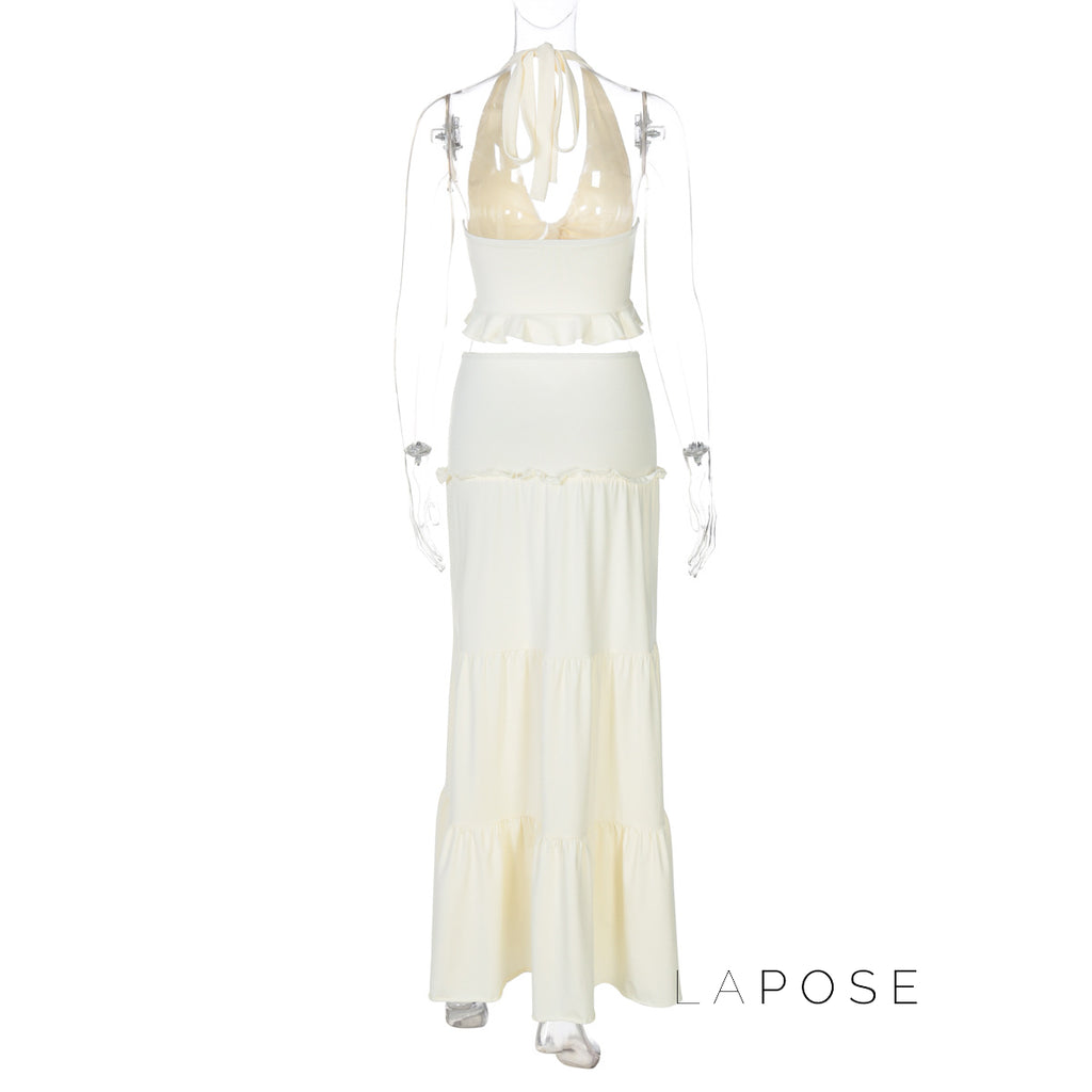 Shawna Twisted Halter Maxi Skirt Set [PIU6V957]