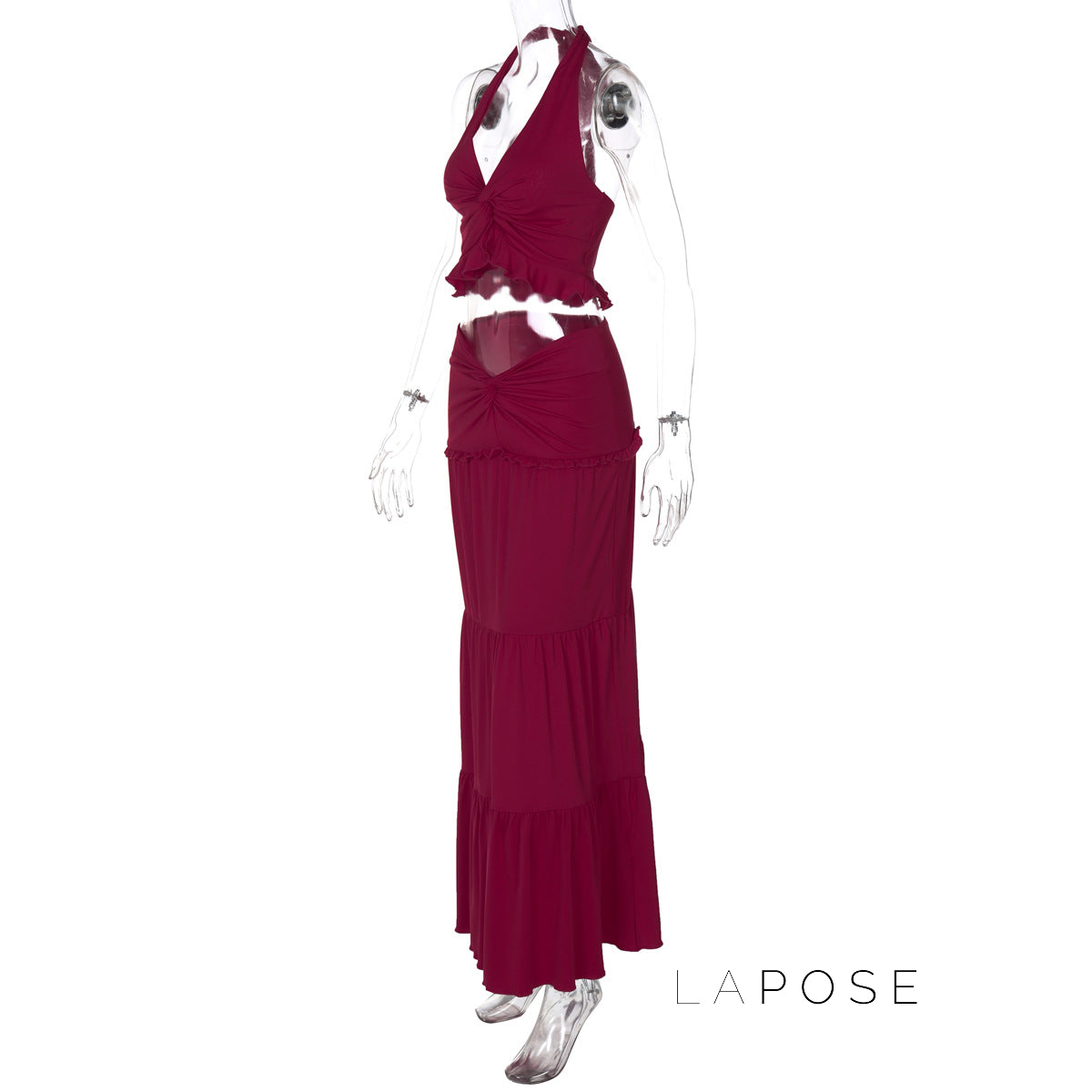 Shawna Twisted Halter Maxi Skirt Set [WPXDT4PJ]