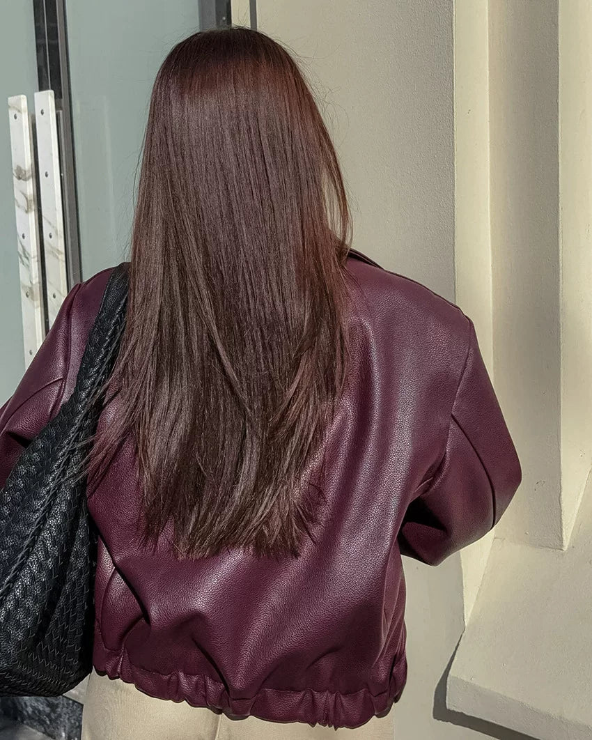 LaPose - Shiloh Oversized Retro Faux Leather Jacket