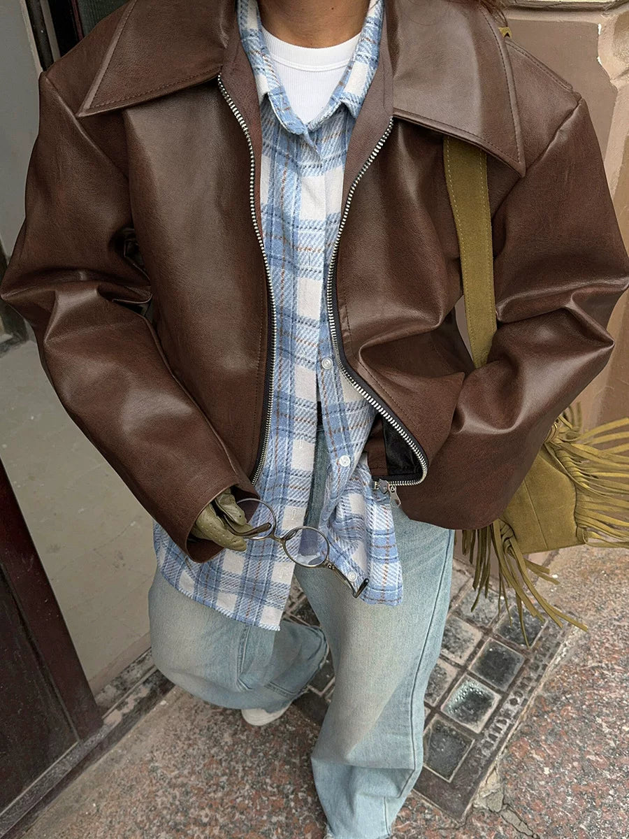 LaPose - Shiloh Oversized Retro Faux Leather Jacket