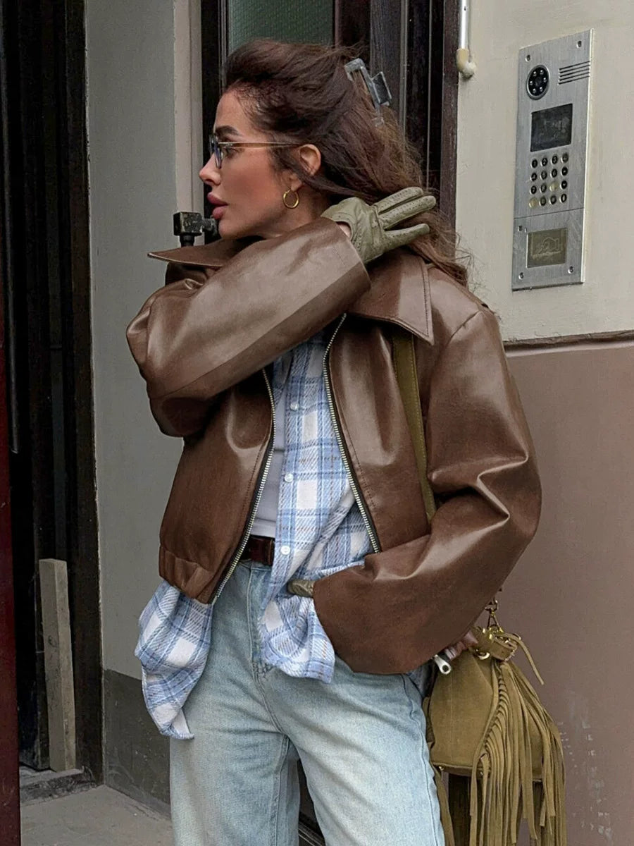 LaPose - Shiloh Oversized Retro Faux Leather Jacket