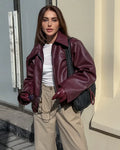 LaPose - Shiloh Oversized Retro Faux Leather Jacket