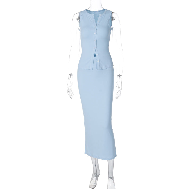 Shrinika Ribbed Skirt Set
