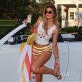 Silvia Striped Knit Cut-Out Shorts [F99YQ42U]